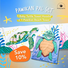Load image into Gallery viewer, MAGWAI Pawikan Kids Bundle – Hoodie Towel + Eco Beach Towel Set | Soft Cotton + Quick Dry sustainably made Towel