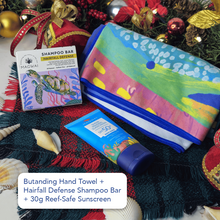 Load image into Gallery viewer, MAGWAI Eco Explorer Travel Kit | Reef Safe Sunscreen 30g + Hand Towel +  Shampoo Bar | Holiday Gift