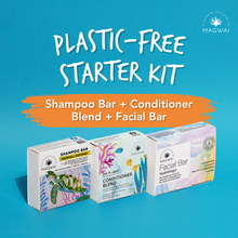 Load image into Gallery viewer, MAGWAI Plastic-Free Starter Kit | Conditioner Blend + Facial Bar + 1 Shampoo Bar