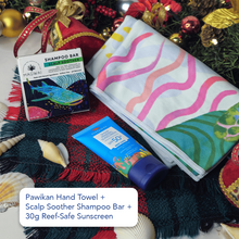 Load image into Gallery viewer, MAGWAI Eco Explorer Travel Kit | Reef Safe Sunscreen 30g + Hand Towel +  Shampoo Bar | Holiday Gift