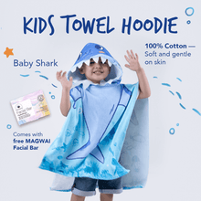 Load image into Gallery viewer, Baby Shark Kids Towel Hoodie | 100% Cotton Soft and Absorbent Hooded Bath Towel Poncho Cape + 1pc Free Facial Bar