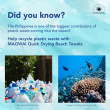 Load image into Gallery viewer, Lightweight, microfiber, quick-drying MAGWAI towel made from recycled plastic bottles, featuring the sea turtle-inspired design; ideal for gym, travel, yoga, and daily use