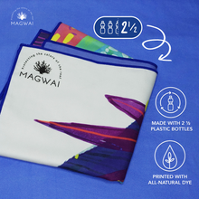 Load image into Gallery viewer, Eco-friendly MAGWAI quick-drying microfiber hand towel made from recycled plastic bottles, featuring the whale shark-inspired design; compact, soft, and ideal for travel, gym, or daily use