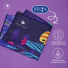 Load image into Gallery viewer, Eco-friendly MAGWAI quick-drying microfiber hand towel made from recycled plastic bottles, featuring the vibrant coral reef-inspired design; compact, soft, and ideal for travel, gym, or daily use