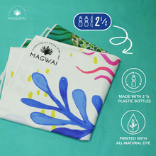 Load image into Gallery viewer, Eco-friendly MAGWAI quick-drying microfiber hand towel made from recycled plastic bottles, featuring the sea turtle-inspired design; compact, soft, and ideal for travel, gym, or daily use