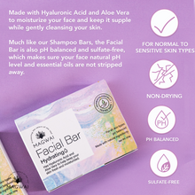 Load image into Gallery viewer, MAGWAI Hydrating Facial Bar with Hyaluronic Acid and Aloe Vera for gentle cleansing and moisturization
