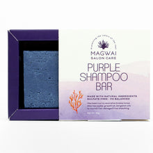 Load image into Gallery viewer, MAGWAI Purple Shampoo Bar with beet root extract and argan oil for eliminating yellow tones in bleached hair