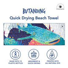 Load image into Gallery viewer, Lightweight, microfiber, quick-drying MAGWAI towel made from recycled plastic bottles, featuring the whale shark-inspired design; ideal for gym, travel, yoga, and daily use