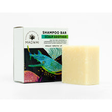Load image into Gallery viewer, MAGWAI Scalp Soother Shampoo Bar with pH-balanced, sulfate-free formula; enriched with Tea Tree, Rosemary, and Lemongrass oils to cleanse and nourish the scalp, eco-friendly and safe for all hair types including curly hair (CGM friendly).