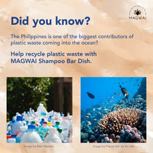 Load image into Gallery viewer, MAGWAI Shampoo Bar Dish made from recycled plastics, designed to keep shampoo bars dry and travel-friendly, available in aquamarine and ocean