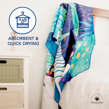 Load image into Gallery viewer, Lightweight, microfiber, quick-drying MAGWAI towel made from recycled plastic bottles, featuring the whale shark-inspired design; ideal for gym, travel, yoga, and daily use