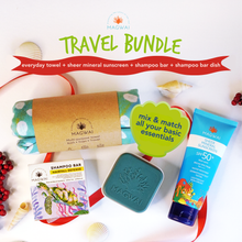 Load image into Gallery viewer, MAGWAI Travel Bundle | Beach Towel + Shampoo Bar + Reef Safe Sunscreen 80g + Shampoo Bar Dish