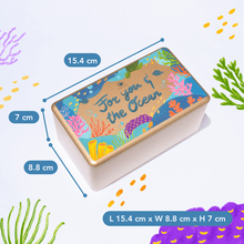 Load image into Gallery viewer, MAGWAI Ocean’s Keepsake Set | Rectangle Tin Gift Box + Shampoo Bar + Sunscreen 30g +Shampoo Bar Dish

