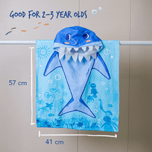 Load image into Gallery viewer, Baby Shark Kids Towel Hoodie | 100% Cotton Soft and Absorbent Hooded Bath Towel Poncho Cape
