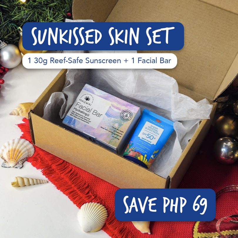 MAGWAI Sunkissed Skin Set | Reef Safe Mineral Sunscreen 30g + Facial Bar | Holiday Gift Bundle