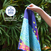 Load image into Gallery viewer, Eco-friendly MAGWAI quick-drying microfiber hand towel made from recycled plastic bottles, featuring the whale shark-inspired design; compact, soft, and ideal for travel, gym, or daily use
