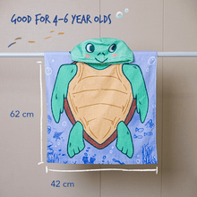 Load image into Gallery viewer, Baby Turtle Kids Towel Hoodie | 100% Cotton Soft and Absorbent Hooded Bath Towel Poncho Cape
