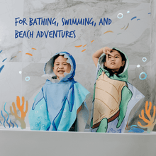 Load image into Gallery viewer, Baby Turtle Kids Towel Hoodie | 100% Cotton Soft and Absorbent Hooded Bath Towel Poncho Cape
