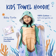 Load image into Gallery viewer, Baby Turtle Kids Towel Hoodie | 100% Cotton Soft and Absorbent Hooded Bath Towel Poncho Cape + 1pc Free Facial Bar
