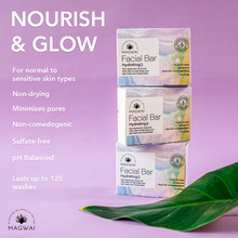 Load image into Gallery viewer, MAGWAI Hydrating Facial Bar with Hyaluronic Acid and Aloe Vera for gentle cleansing and moisturization
