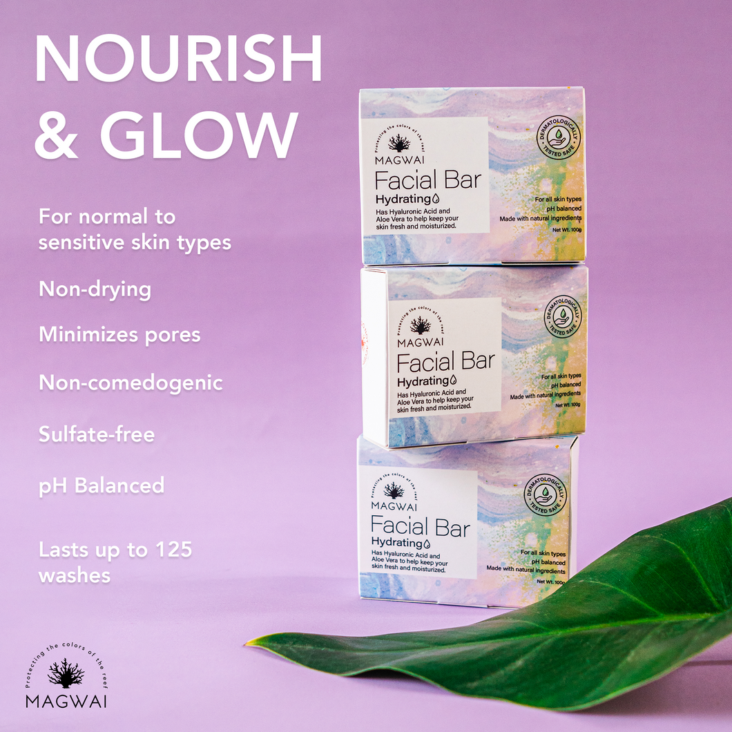 MAGWAI Hydrating Facial Bar with Hyaluronic Acid and Aloe Vera for gentle cleansing and moisturization