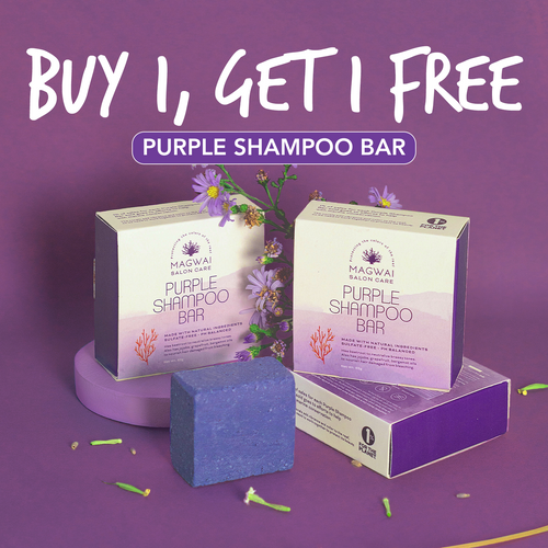 MAGWAI Purple Shampoo Bar with beet root extract and argan oil for eliminating yellow tones in bleached hair