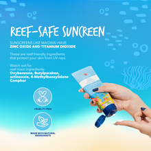 Load image into Gallery viewer, MAGWAI Sheer Mineral Sunscreen SPF 50+ for sensitive skin, reef-safe, non-greasy, and lightweight sun protection with a reduced white cast. Perfect for daily use, suitable for kids, and verified by UP Marine Science Institute
