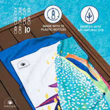 Load image into Gallery viewer, MAGWAI towel made from recycled plastic bottles, designed for yoga and daily use, featuring a whale shark design
